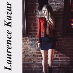 LAURENCE KAZAR Women Red Beaded Vintage Blazer Large